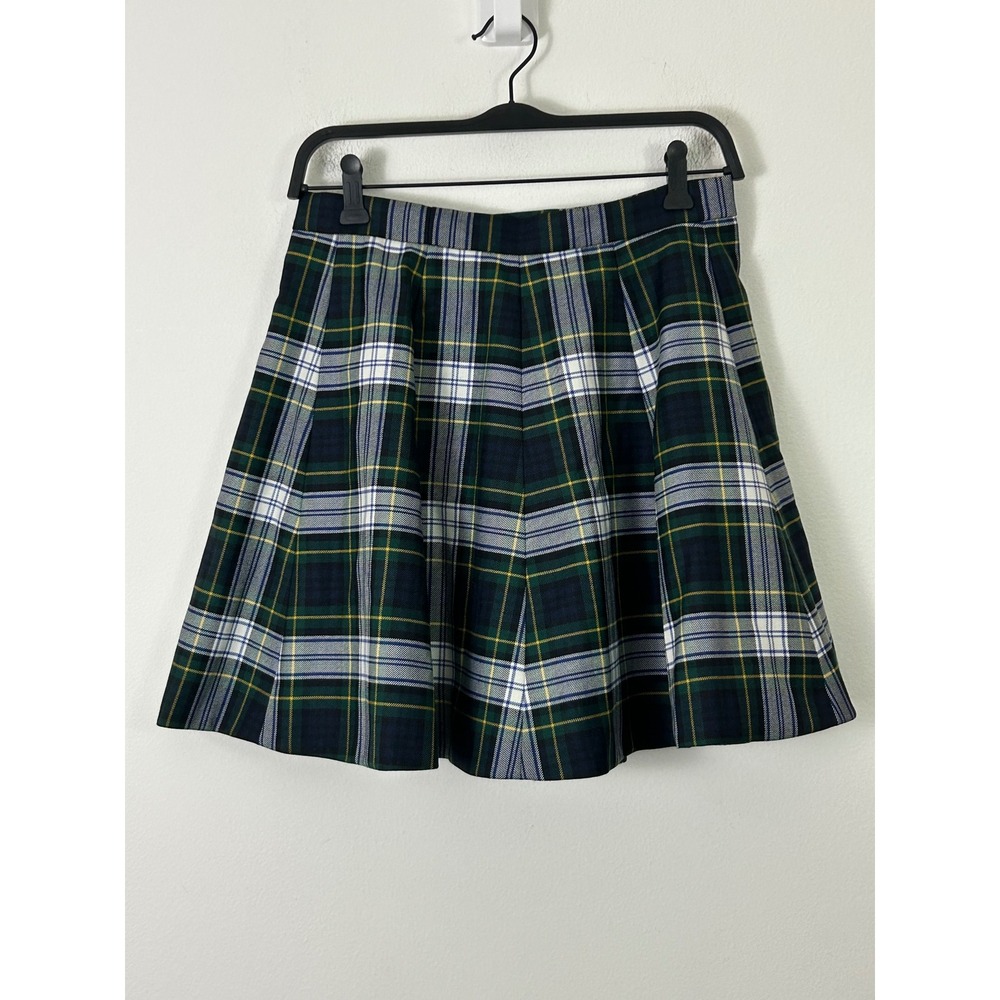 NWT J.Crew Womens Size 4 Mini Skirt Green Navy Plaid Wool Blend